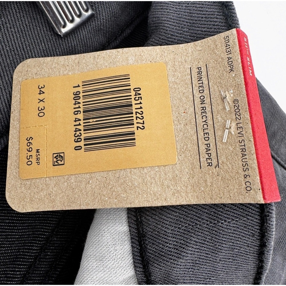Levi's 511 Slim Fit Jeans Men 34x30 Charcoal Gray Denim Stretch Comfort Mid Rise - Picture 13 of 16
